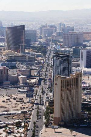 "Aerial view of the Las Vegas strip"
