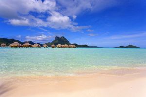 "View of Bora Bora from a beach"